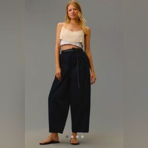 Maeve curve poplin cotton barrel pants